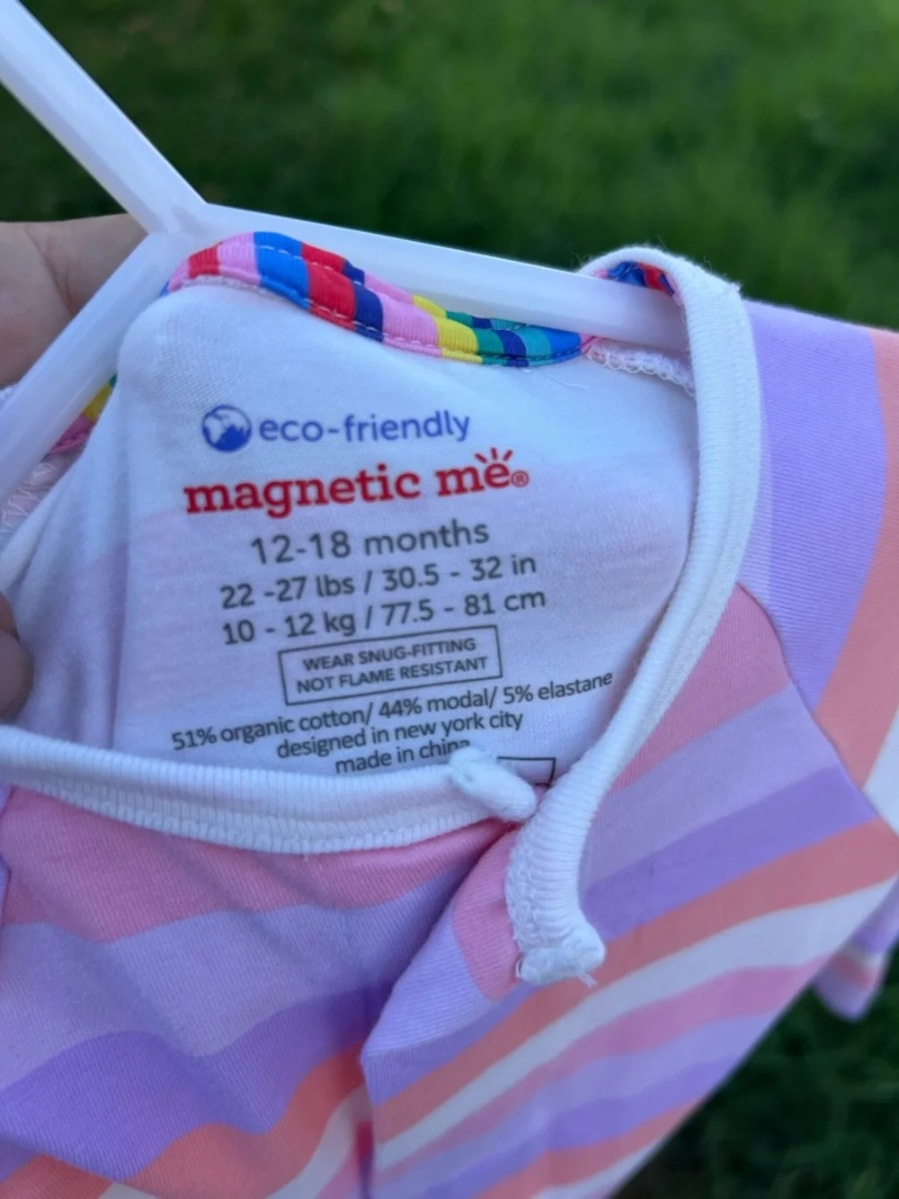 Magnetic Me Pink, Purple & Cream Striped Footie